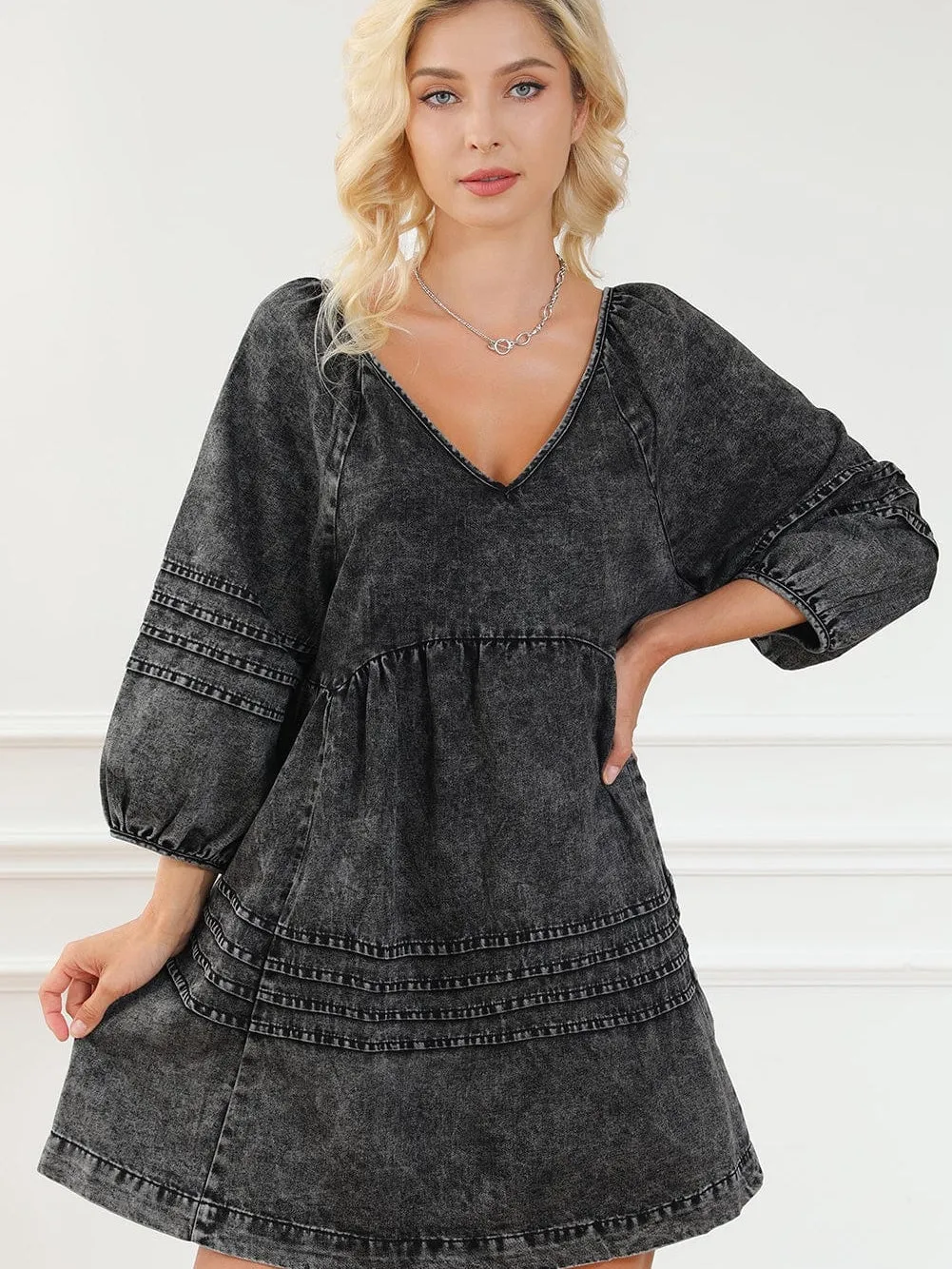 Black Denim Babydoll Dress