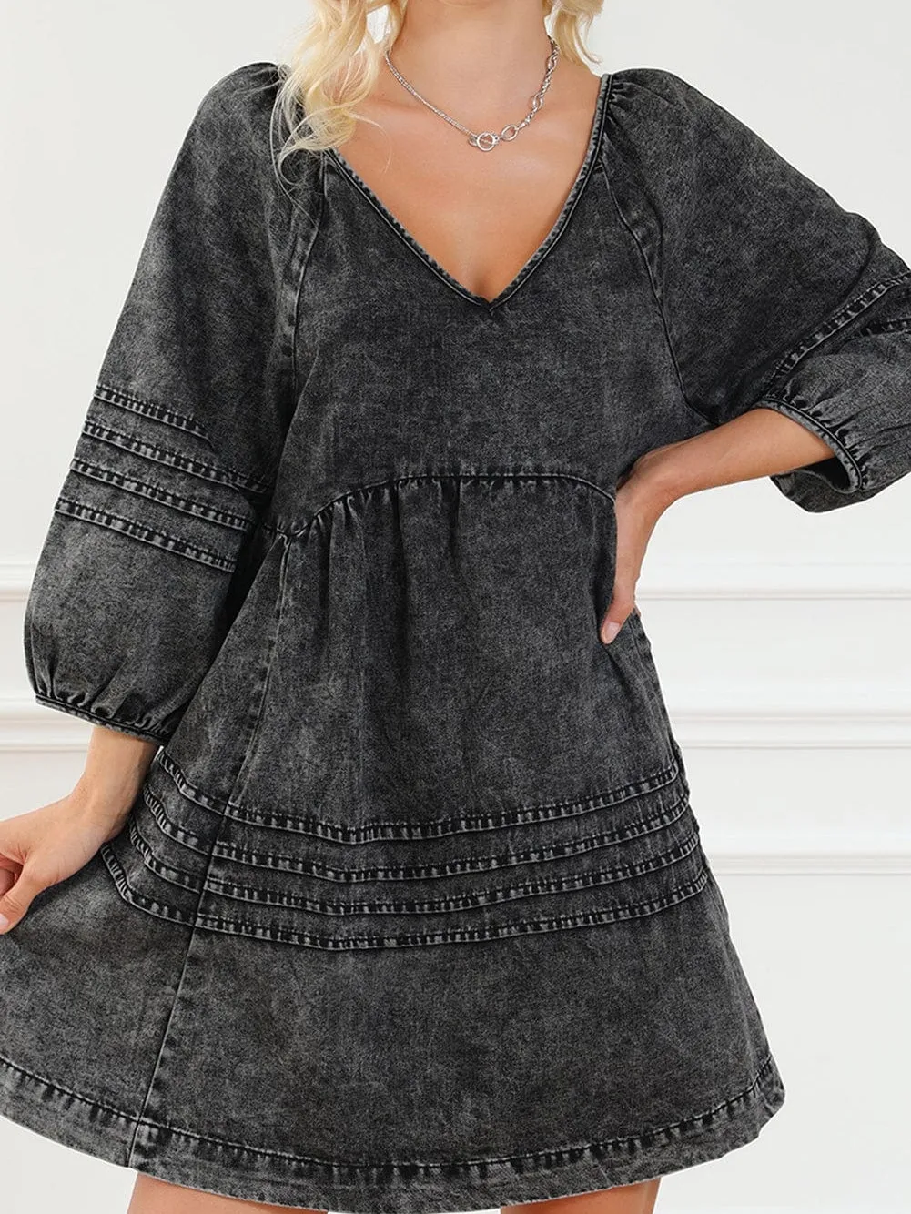 Black Denim Babydoll Dress