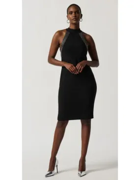 Black Sleeveless Dress with Rhinestone Detail