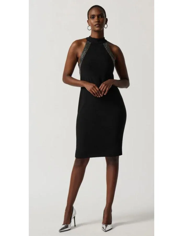 Black Sleeveless Dress with Rhinestone Detail