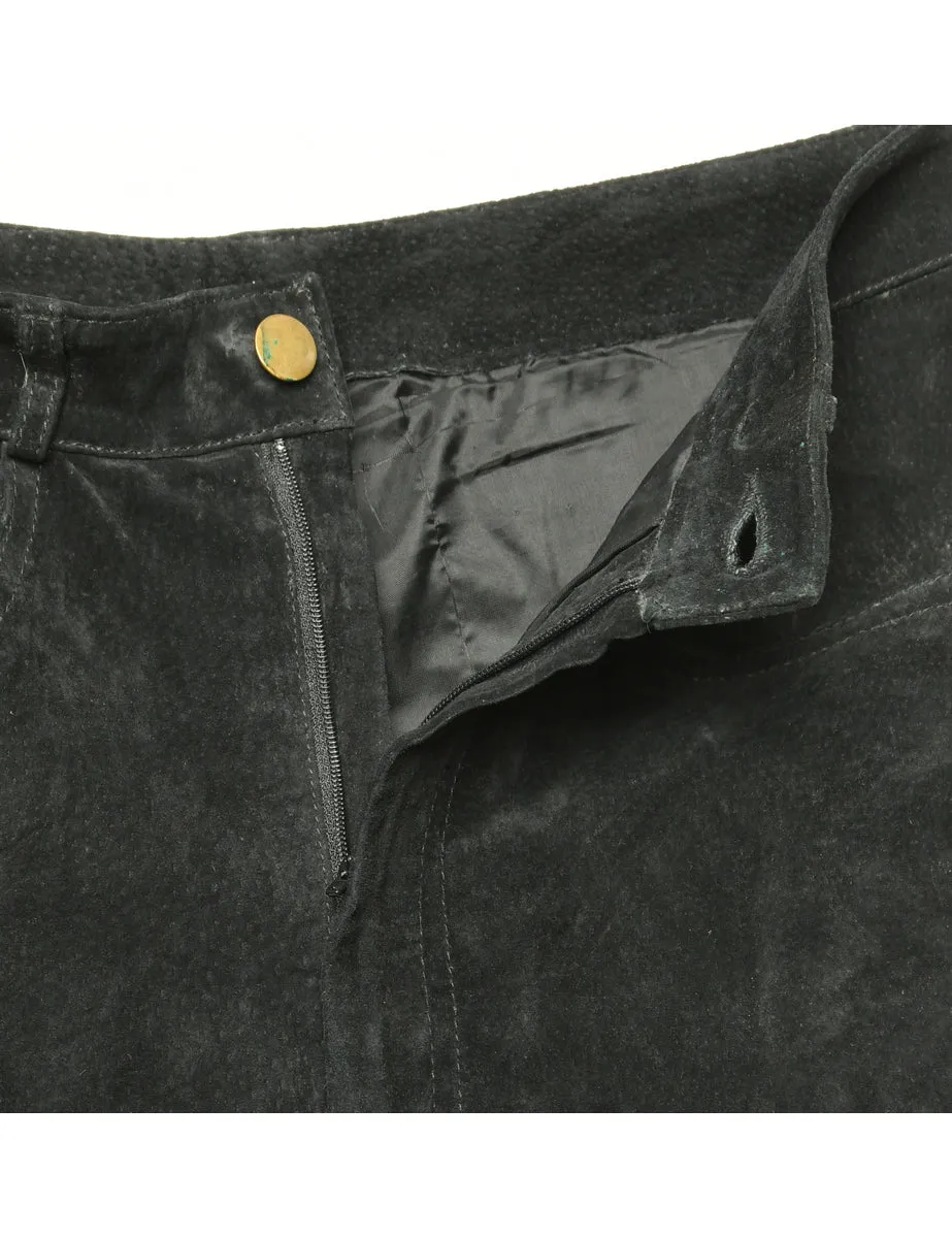 Black Suede Trousers - W28 L31