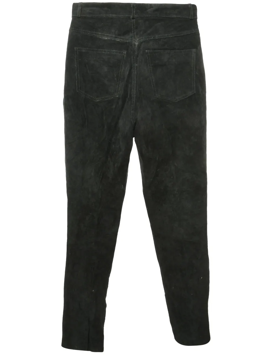 Black Suede Trousers - W28 L31