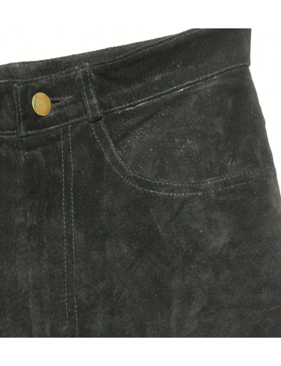 Black Suede Trousers - W28 L31