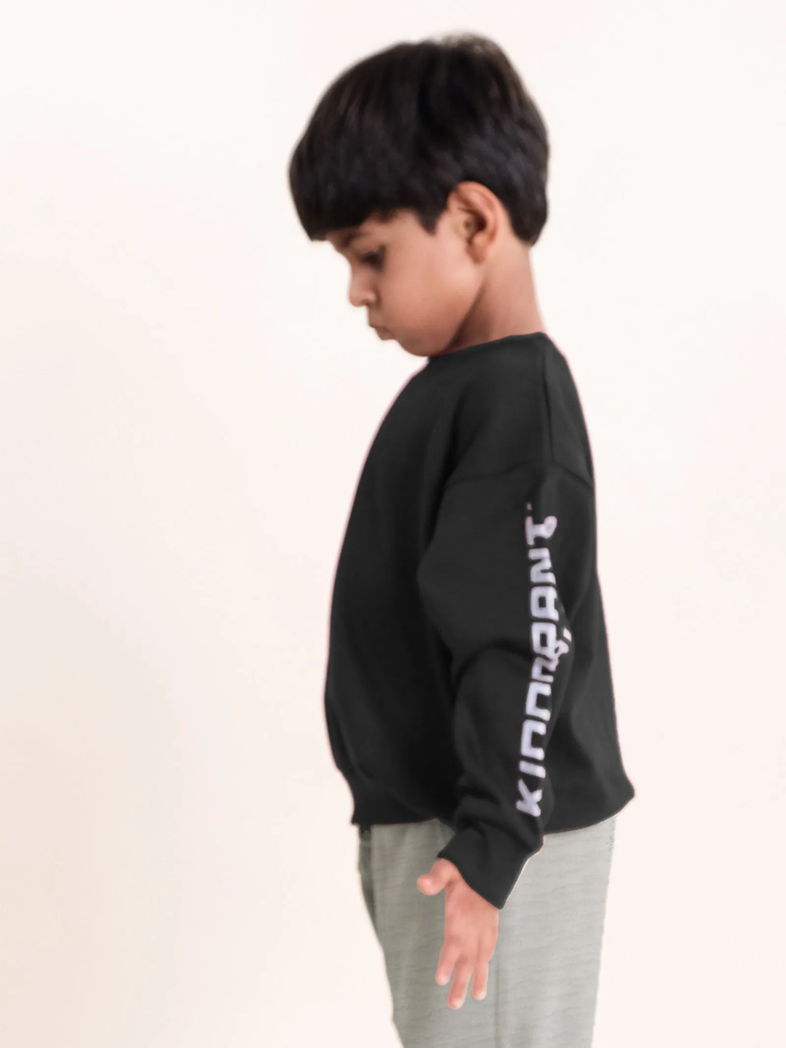 Boys Fleece Kiddopanti Printed Round Neck Sweatshirt