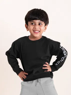 Boys Fleece Kiddopanti Printed Round Neck Sweatshirt