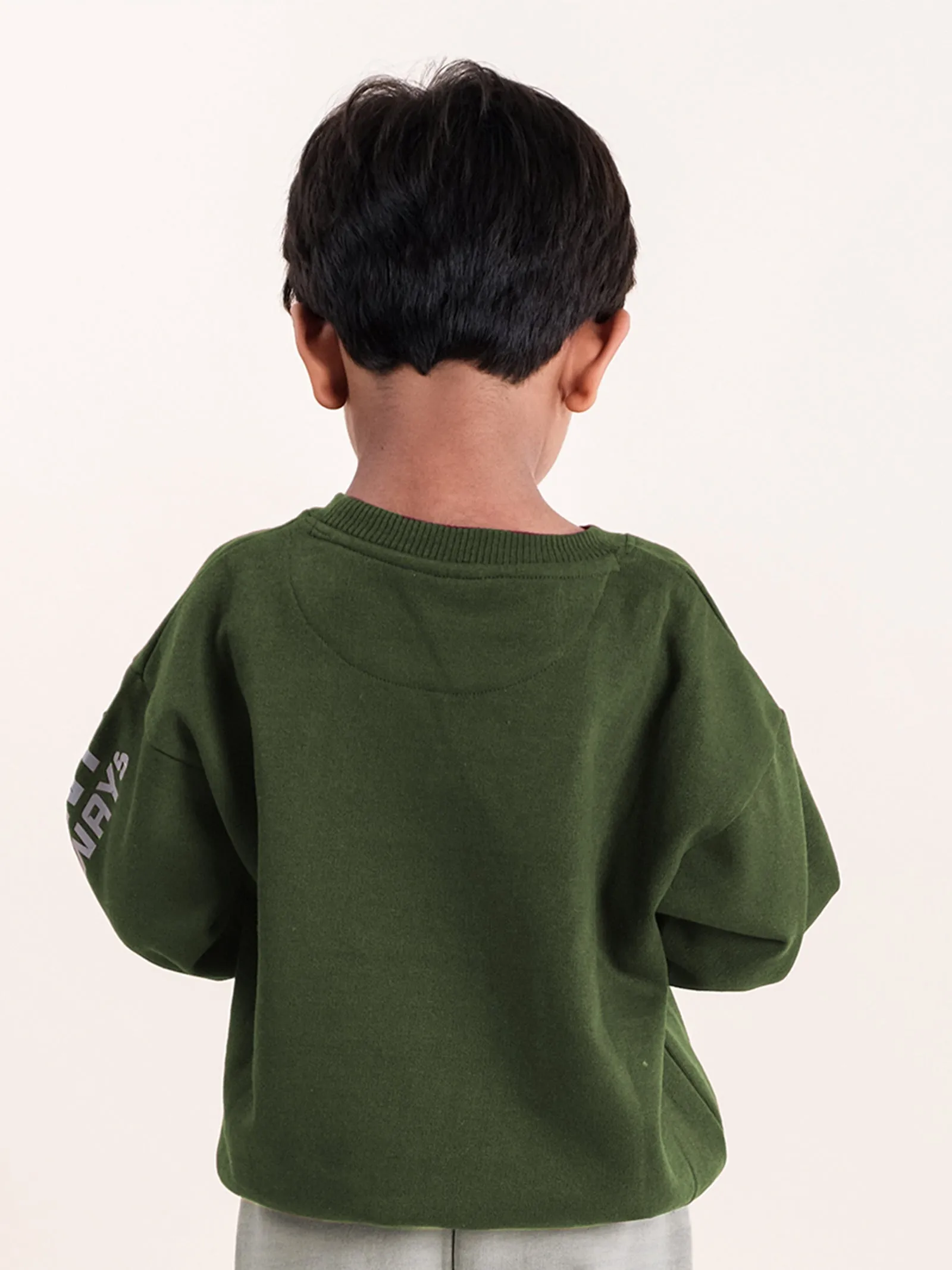 Boys Fleece Kiddopanti Printed Round Neck Sweatshirt