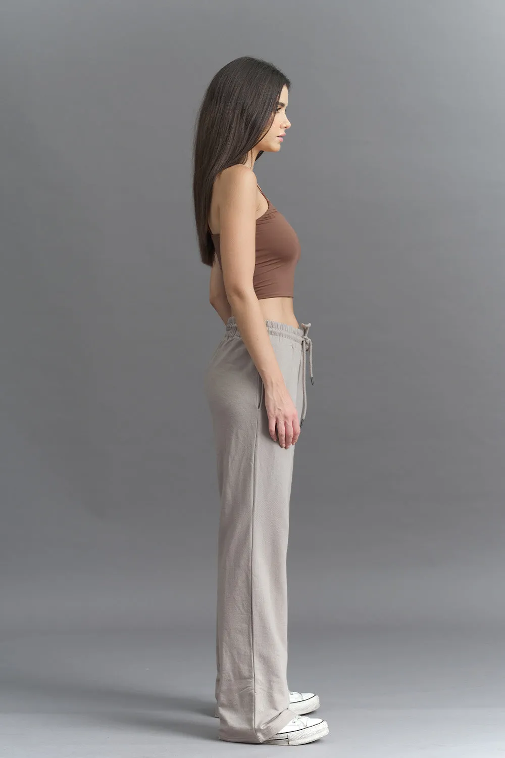 Brown Wide-Leg Sweatpants