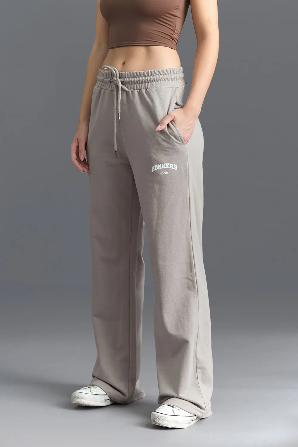Brown Wide-Leg Sweatpants