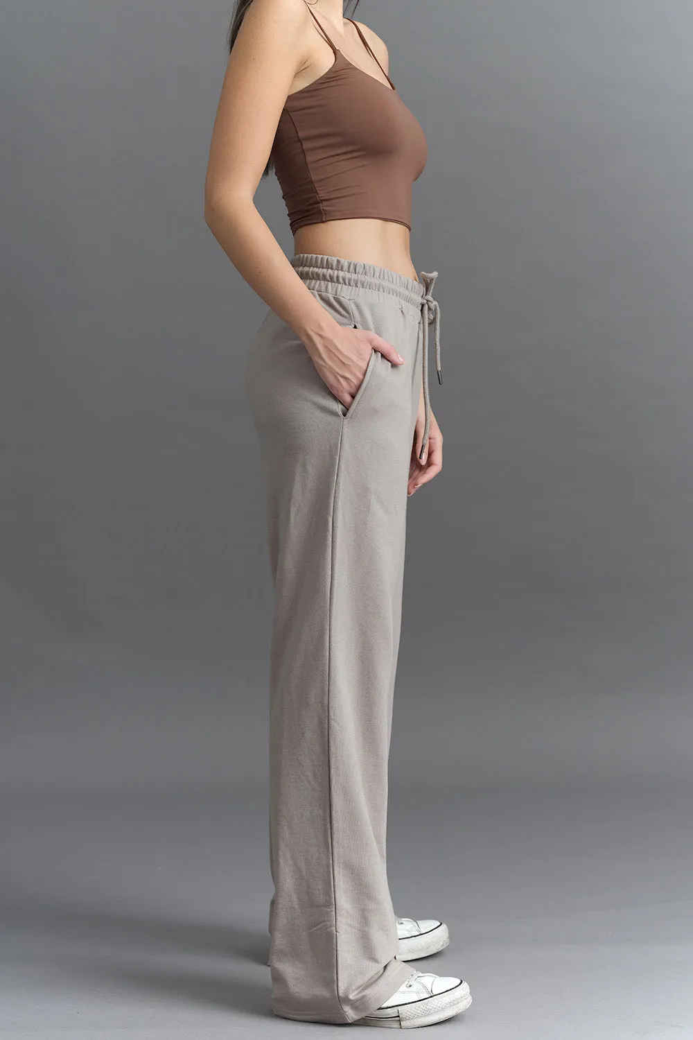 Brown Wide-Leg Sweatpants