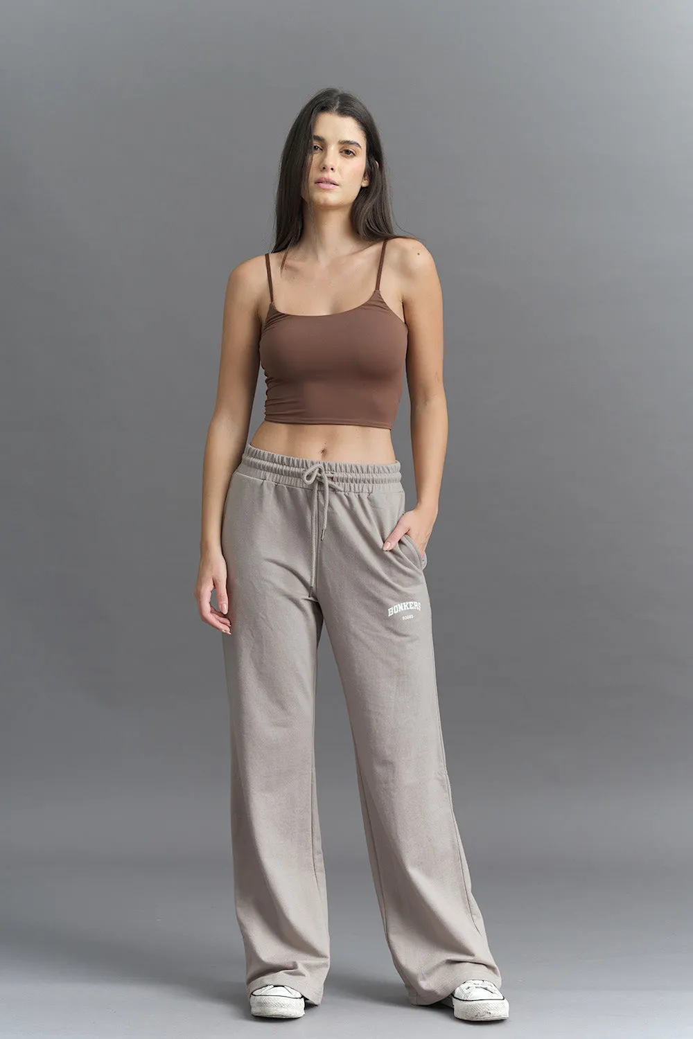 Brown Wide-Leg Sweatpants