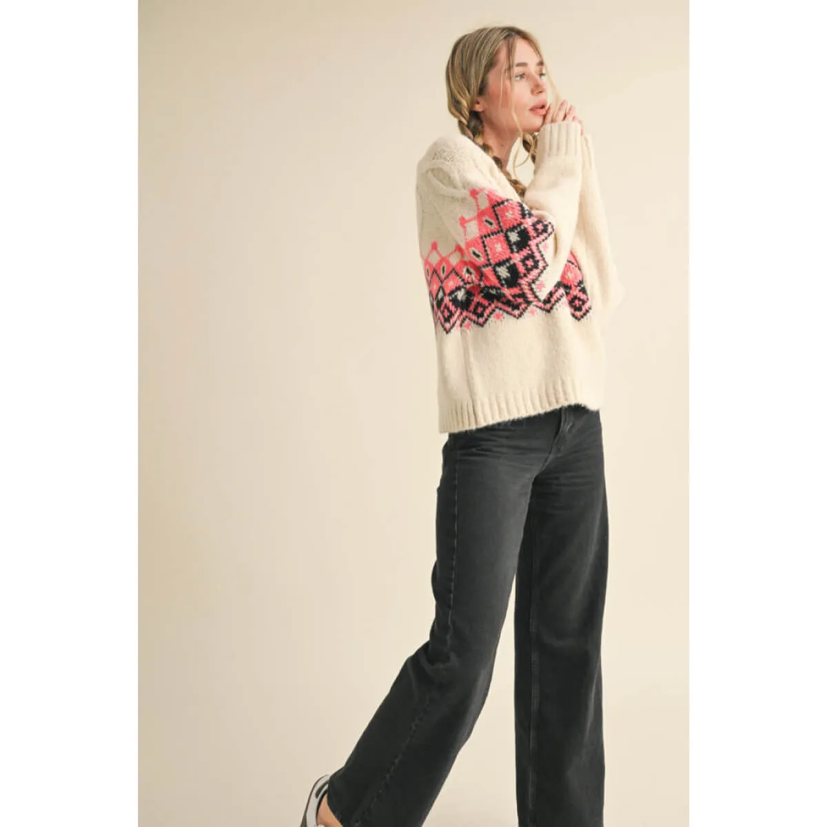 Cable Knit Fair Isle Sweater