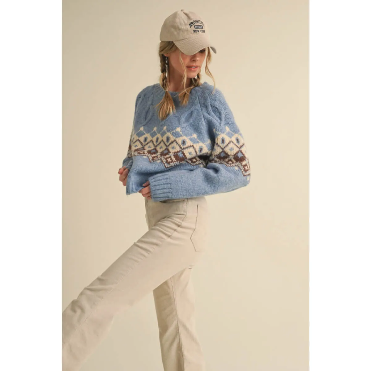 Cable Knit Fair Isle Sweater