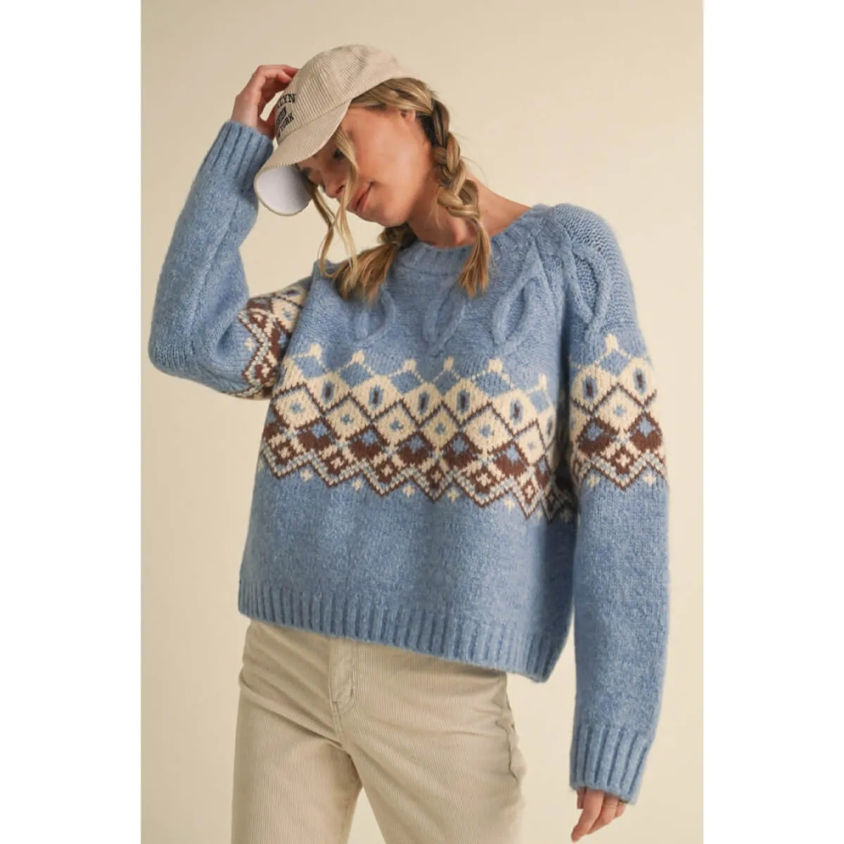 Cable Knit Fair Isle Sweater