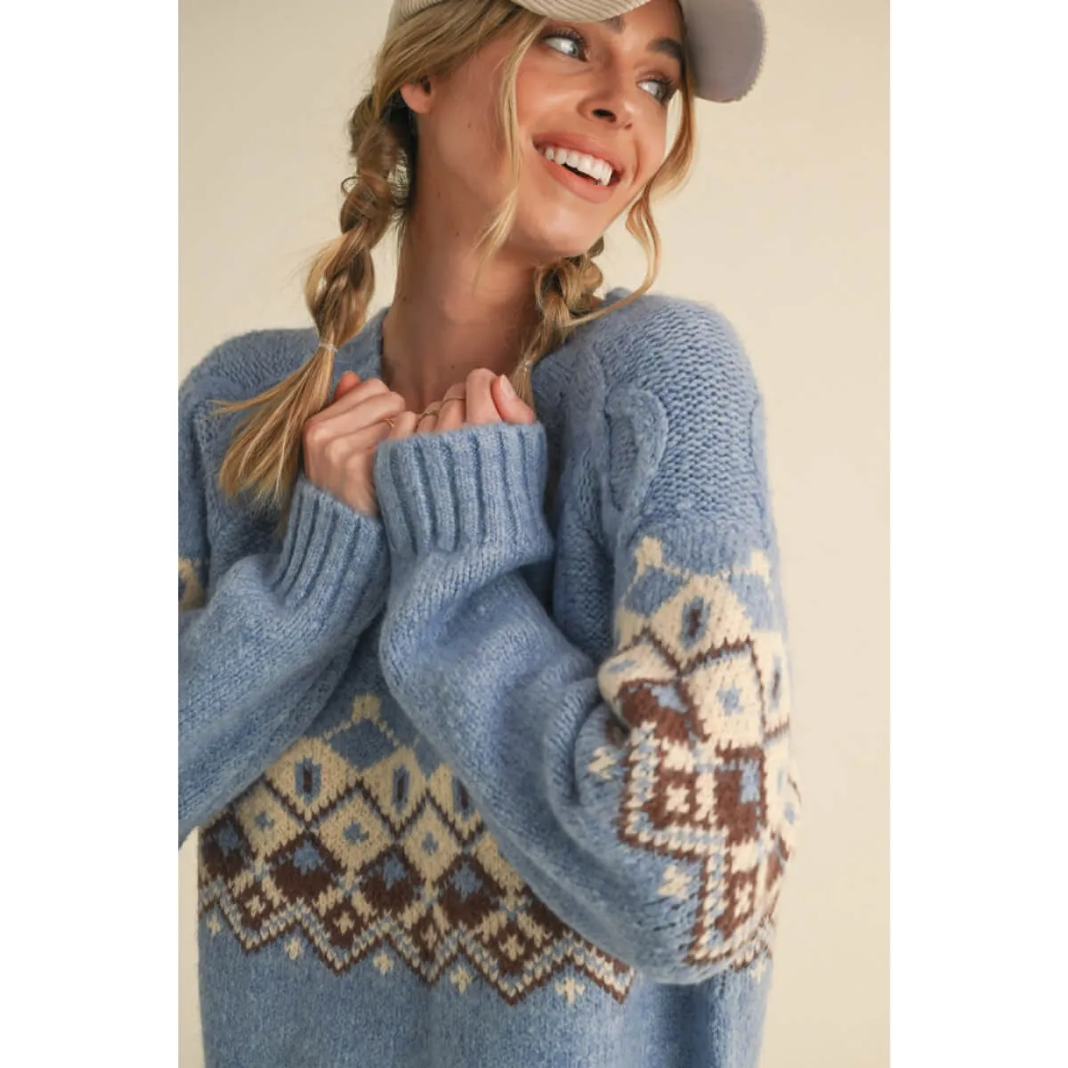 Cable Knit Fair Isle Sweater