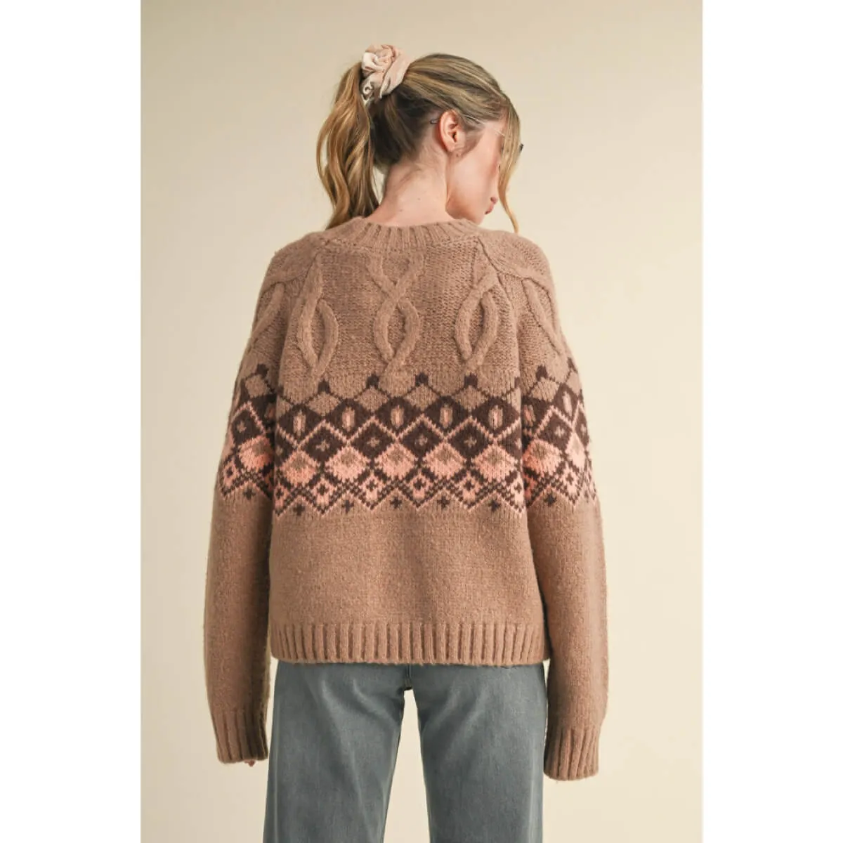 Cable Knit Fair Isle Sweater