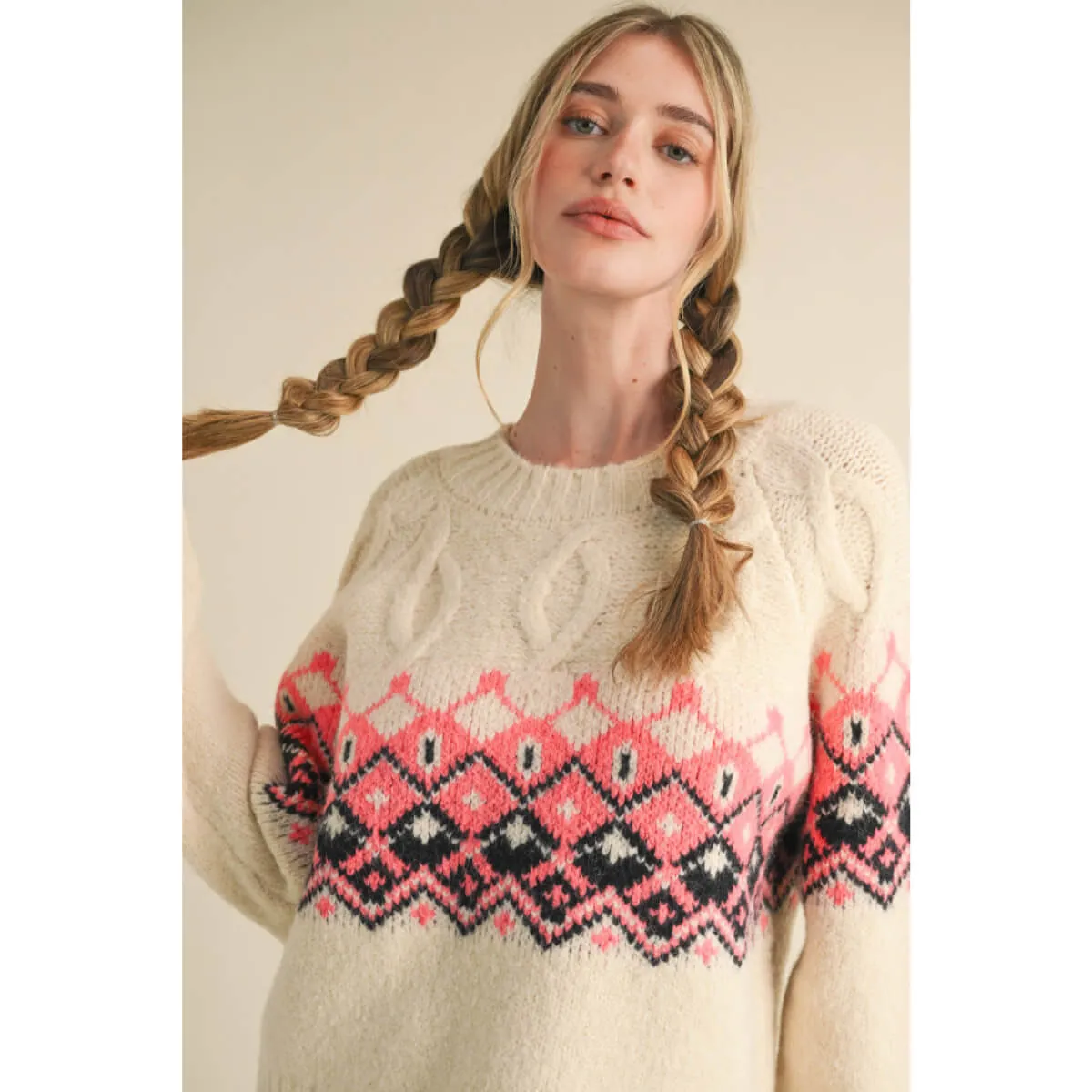 Cable Knit Fair Isle Sweater