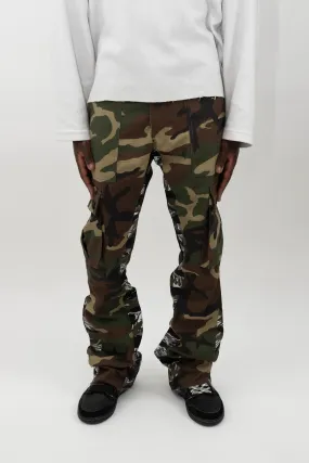 CARGO FLARE TROUSERS - CAMO