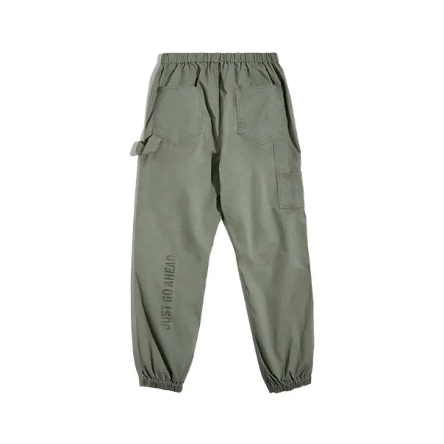 CASUAL PRINT LETTER SOLID COTTON CARGO PANTS