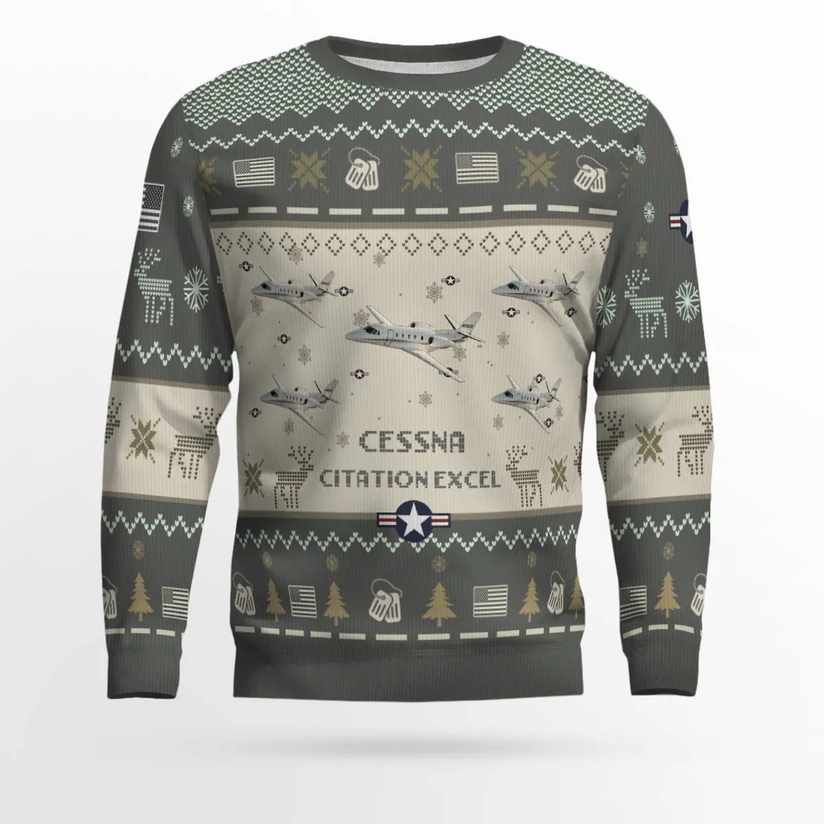 Cessna Citation Excel Aircraft Ugly Sweater, Ugly Sweater Christmas Shirt for Men Dad Veteran