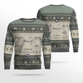 Cessna Citation Excel Aircraft Ugly Sweater, Ugly Sweater Christmas Shirt for Men Dad Veteran