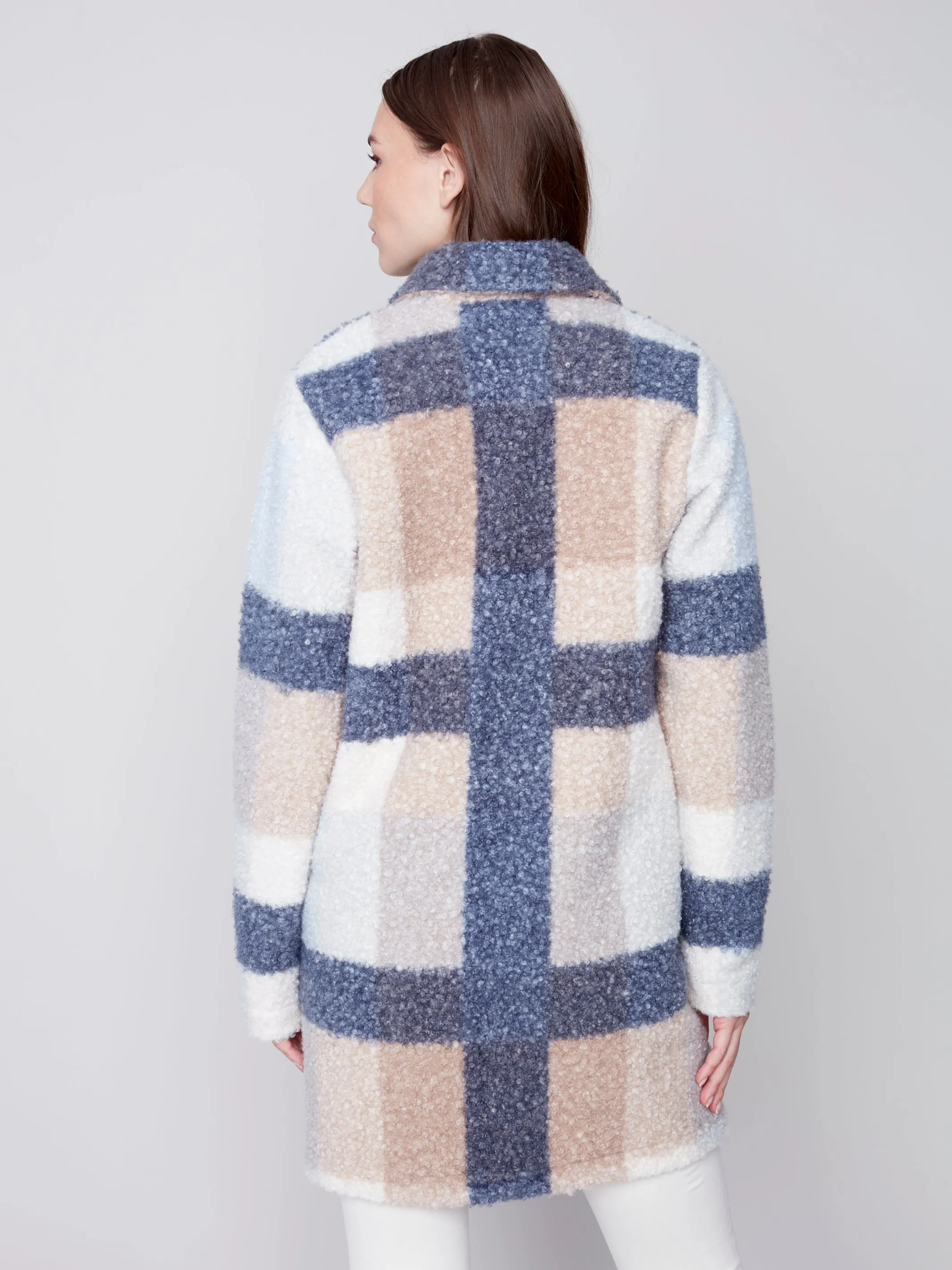 Charlie B - Boucle Knit Tailored Collar Coat - Snowflake