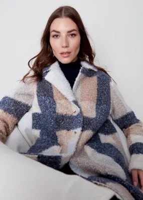 Charlie B - Boucle Knit Tailored Collar Coat - Snowflake