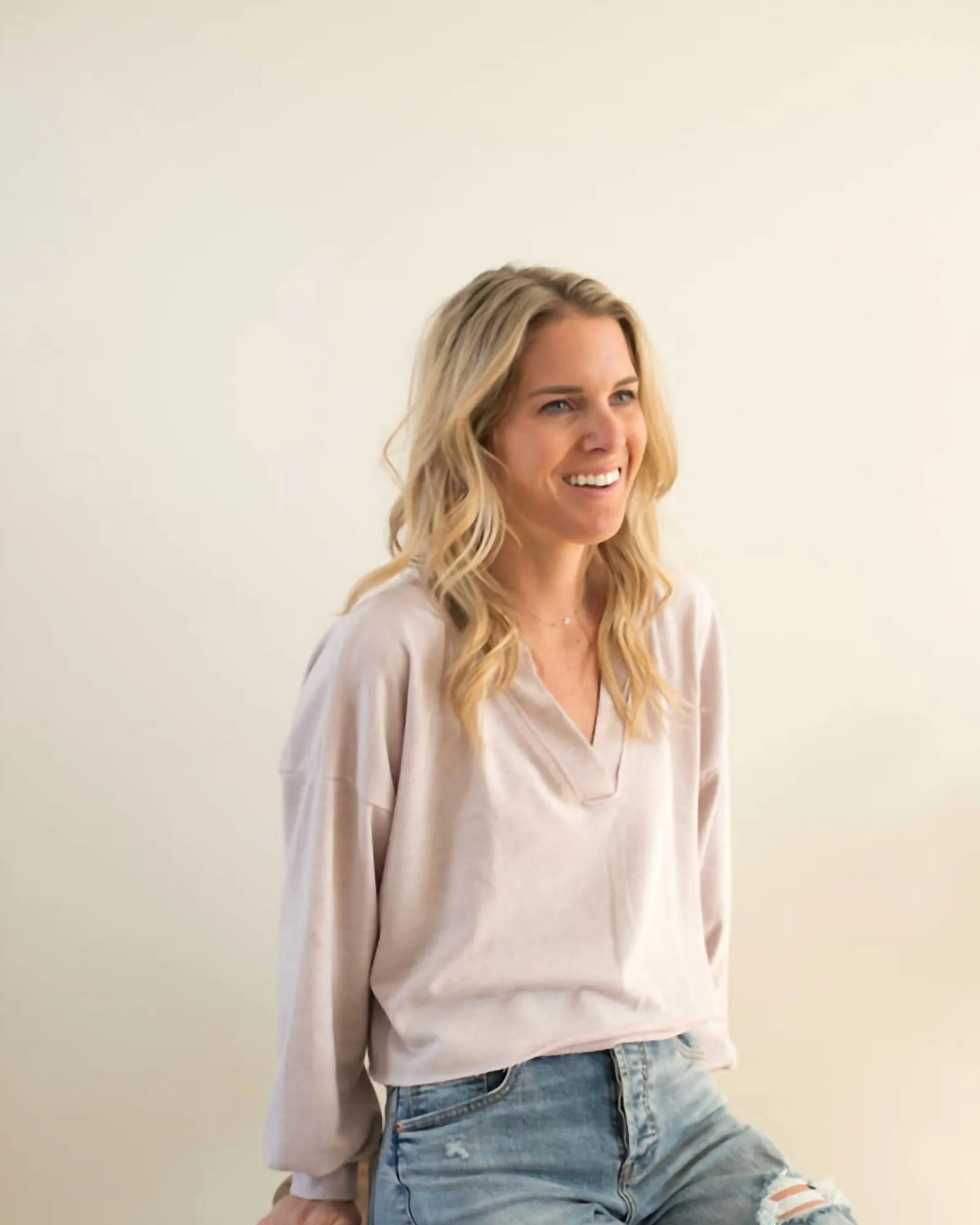 Charlie Notch Neck Sweatshirt in Lilac Stone | Lilac Stone