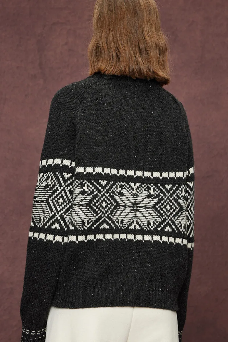 Chunky Fair Isle Wool Crewneck Sweater