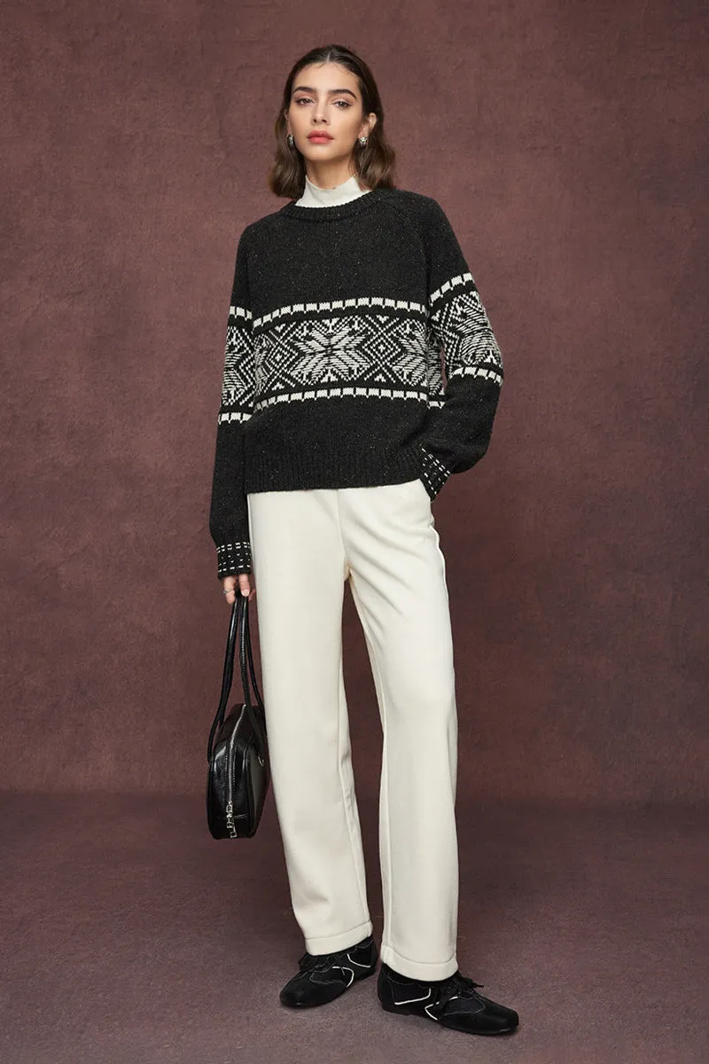 Chunky Fair Isle Wool Crewneck Sweater