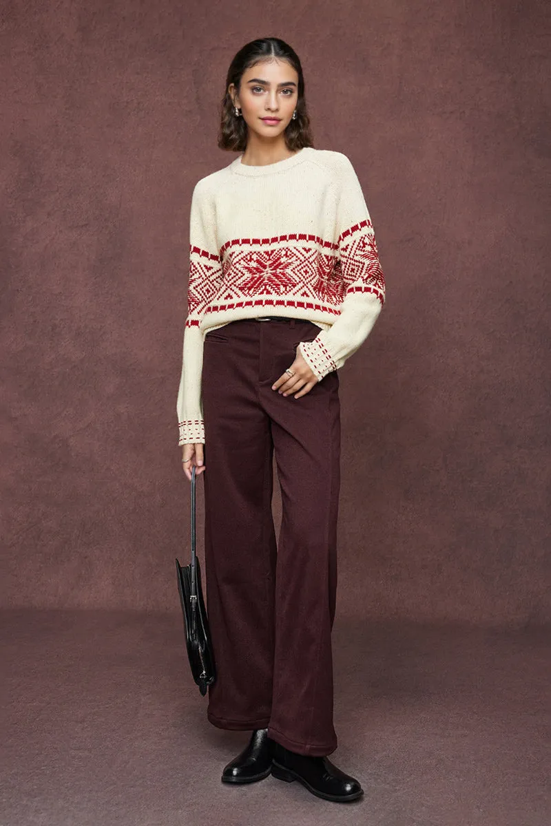 Chunky Fair Isle Wool Crewneck Sweater