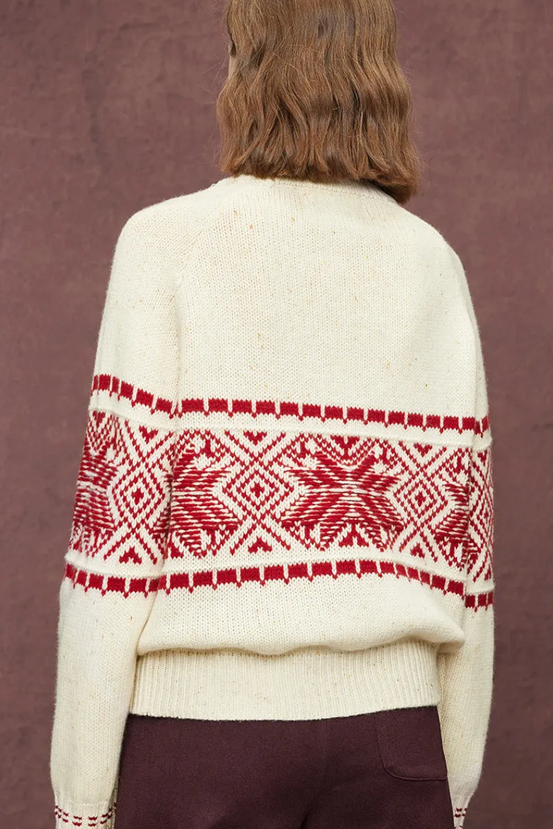 Chunky Fair Isle Wool Crewneck Sweater