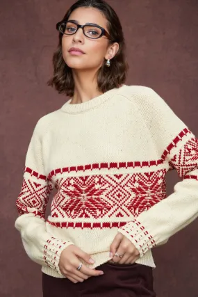 Chunky Fair Isle Wool Crewneck Sweater