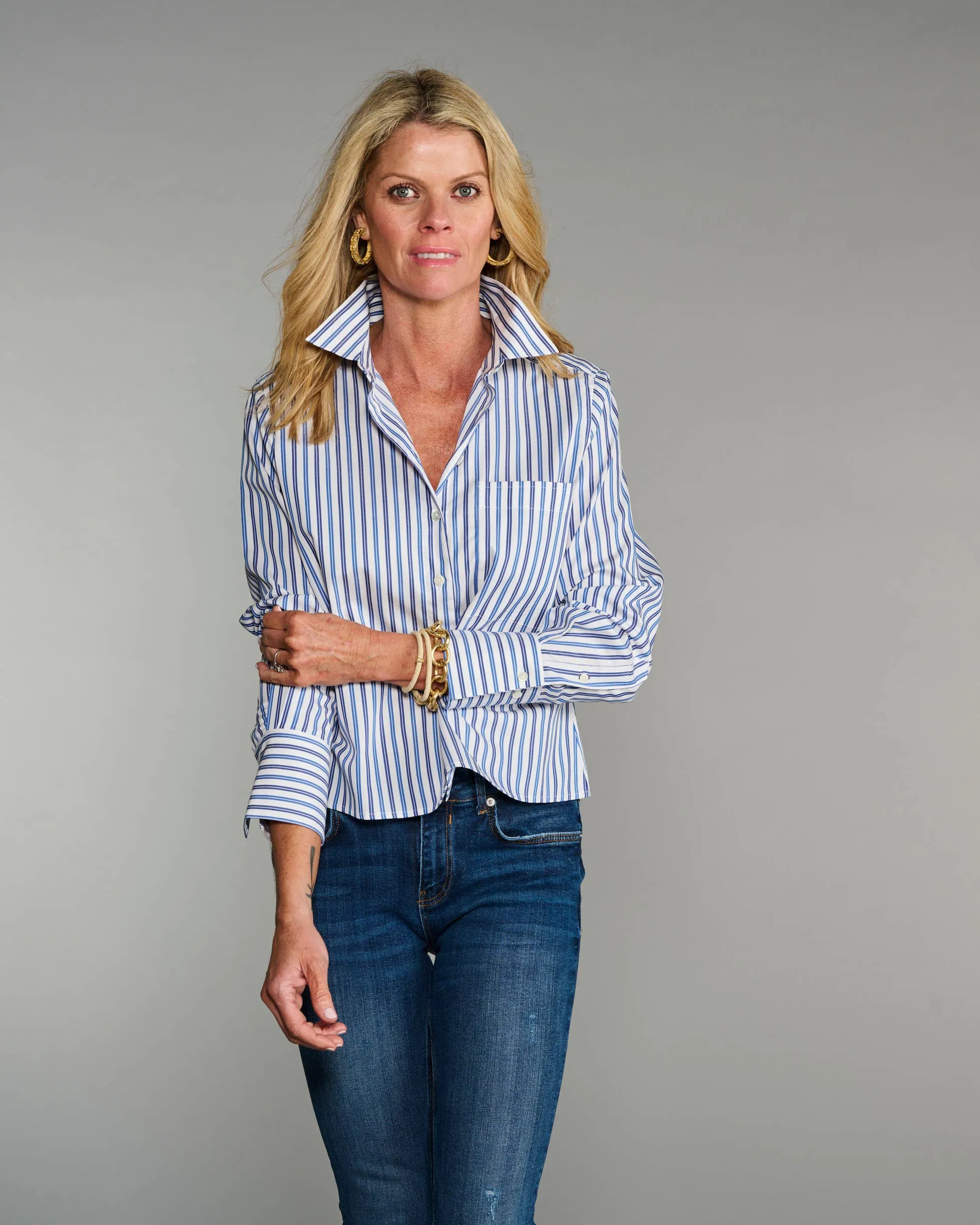 Claridge   King - The Crop in Blue on Blue Stripe: Blue / L