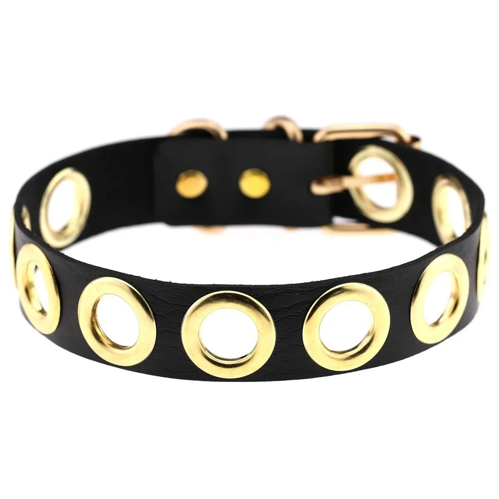 Collar European  American Simple Personality Black Leather Collar