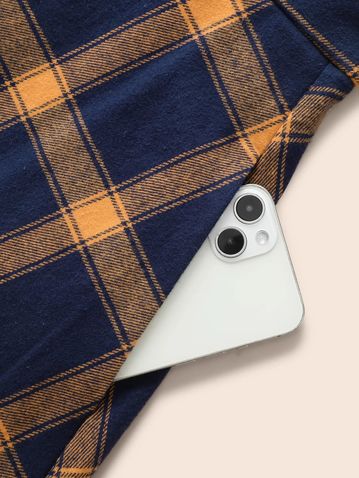 Contrast Plaid Pocket Overall Dress