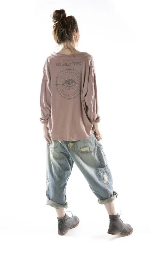 COTTON JERSEY EYE OF ETERNITY TORY PULLOVER WITH RAW EDGES, MAGNOLIA PEARL