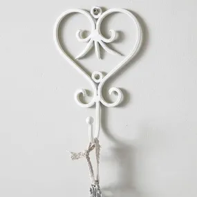 Cream Metal Heart Scrolled Hook