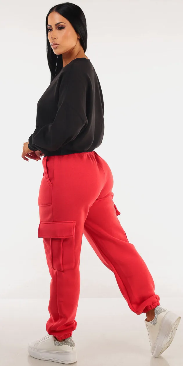 Crewneck Fleece Cargo Sweatpants Look