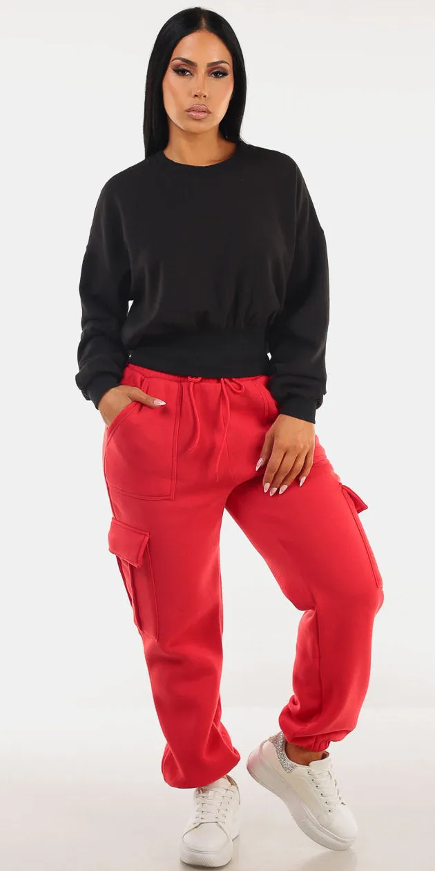 Crewneck Fleece Cargo Sweatpants Look