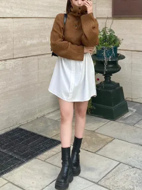 Cropped knit layered dress