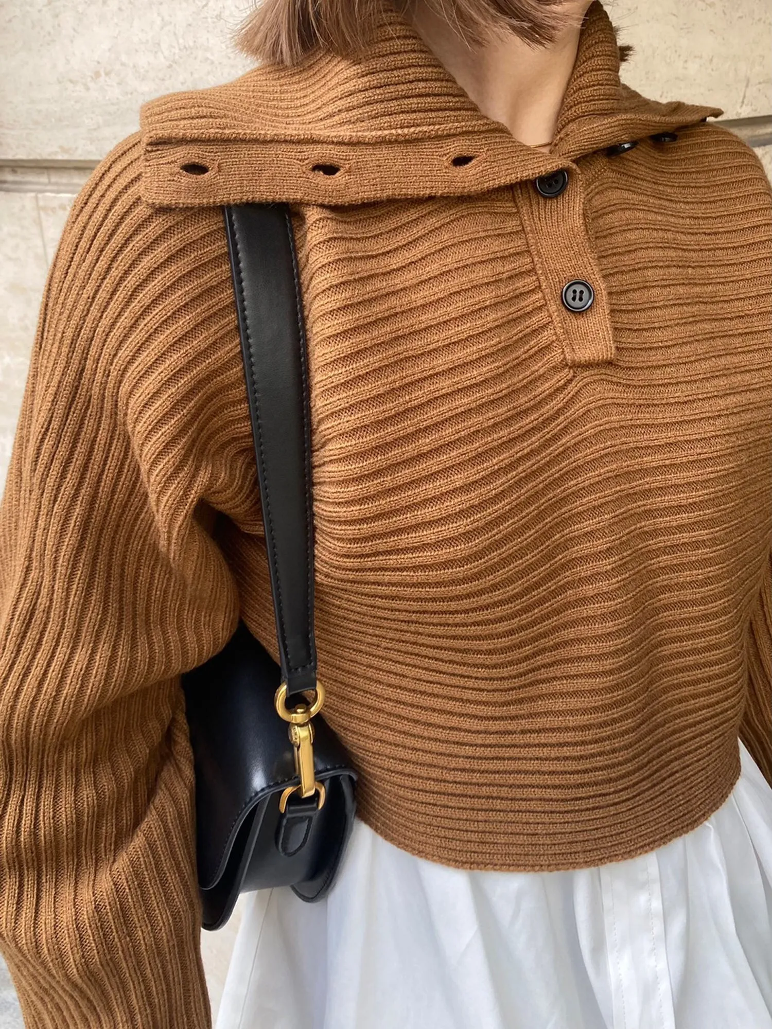 Cropped knit layered dress