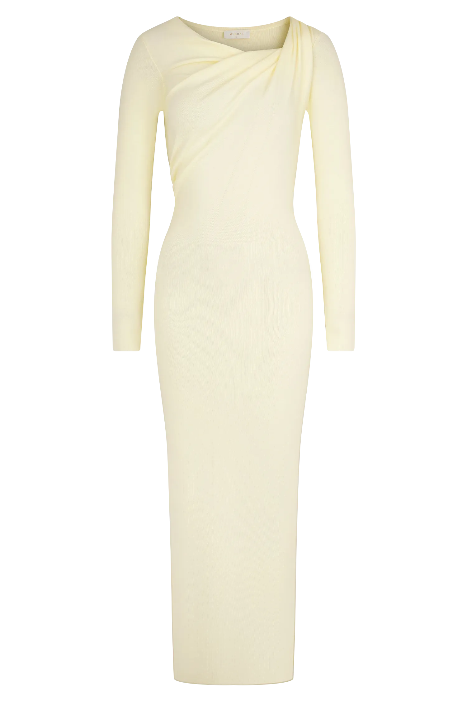 Culver Draped Twist Knit Midi Dress - Cream