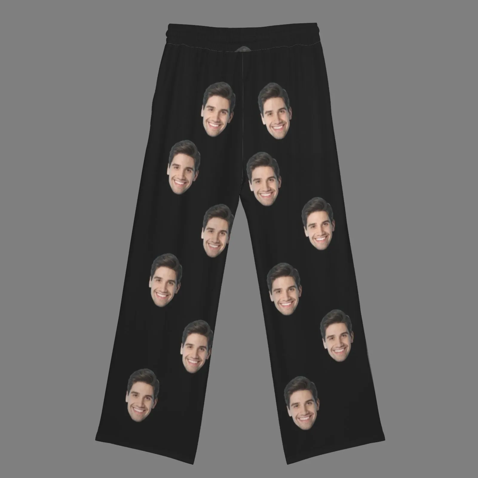 Custom Face Solid Black Women's Drawstring Wide Leg Sweatpants
