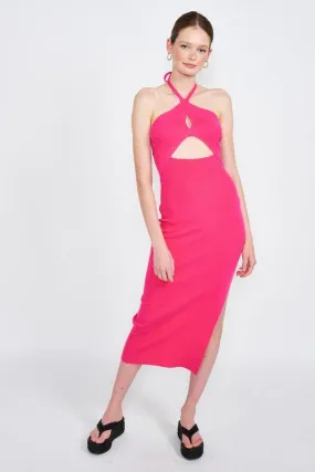 Cutout knit halter midi dress