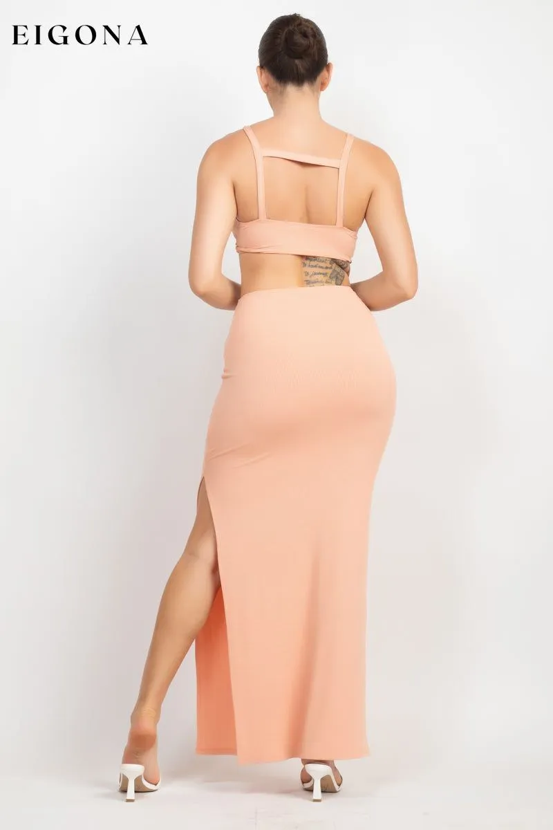 Cutouts Side Slit Maxi Elegant Casual Dress