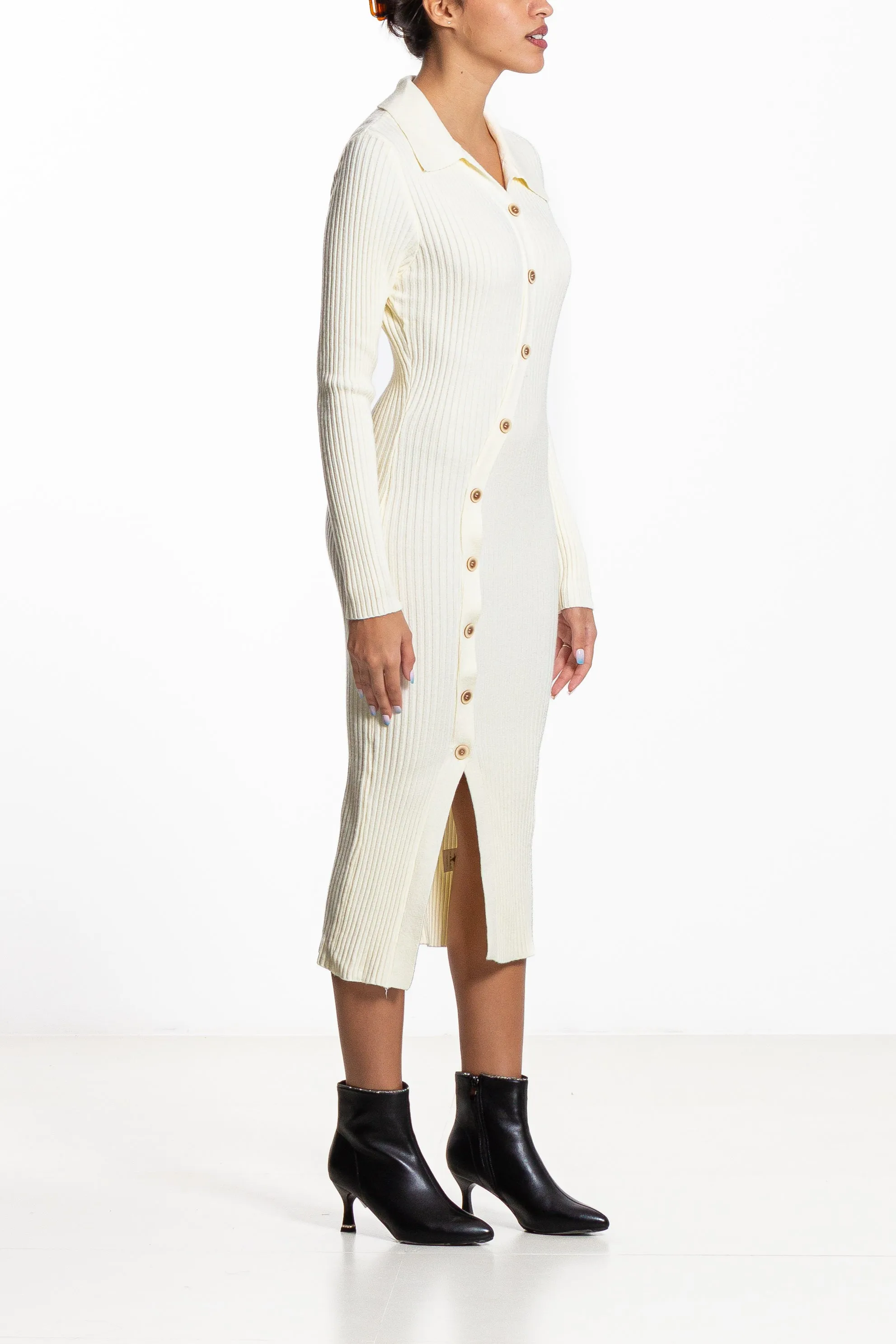 DETAILED KNIT SHIRT DRESS