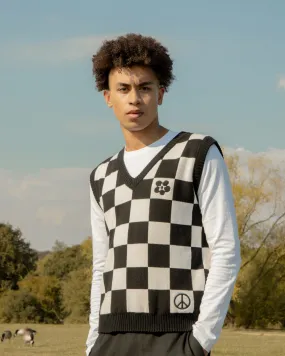 Embroidered Checked Wool & Cashmere Vest