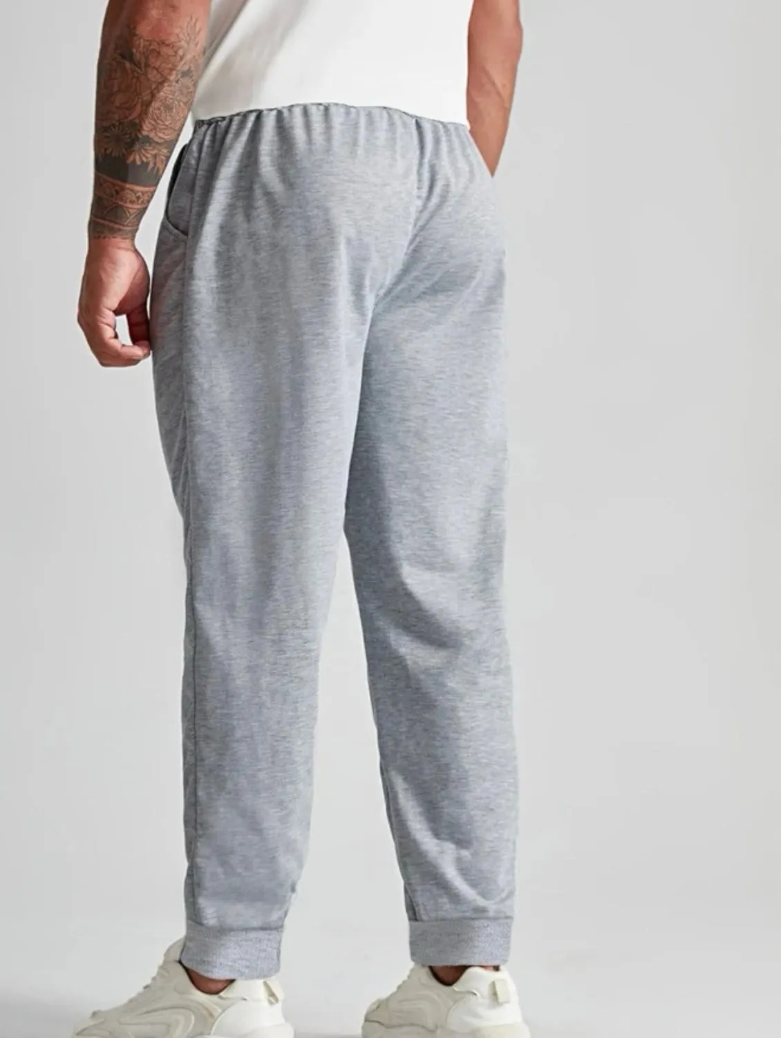 Extended sizes men 2pcs slant pockets drawstring waist sweatpants