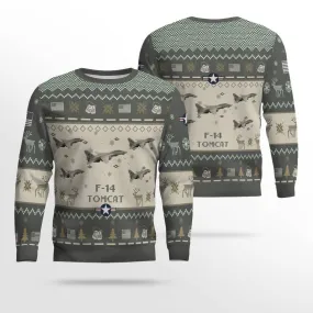F-14 Tomcat VF-211 Checkmate F14 VF211 NAVAL Aircraft Ugly Sweater, Ugly Sweater Christmas Shirt for Men Dad Veteran