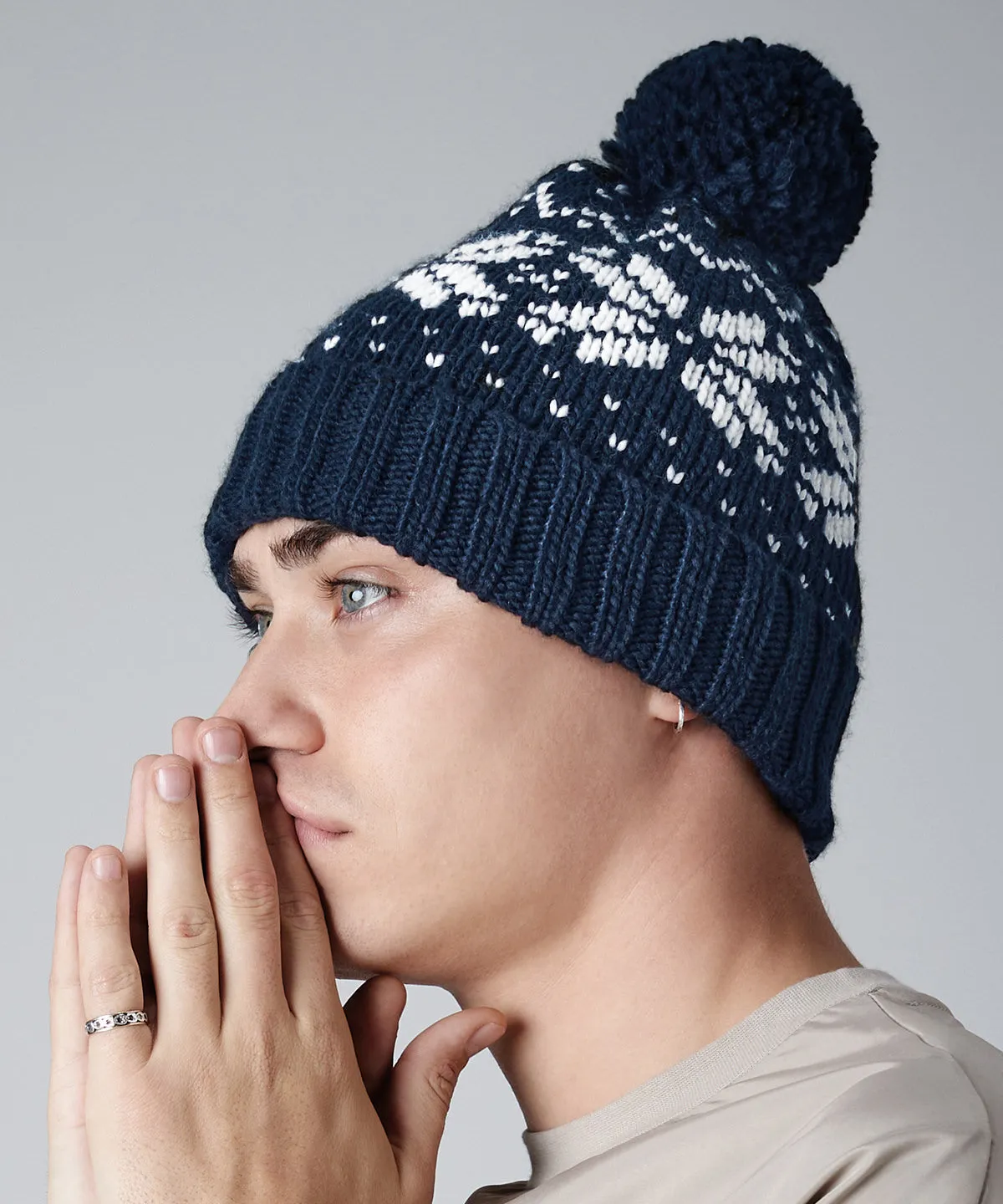 Fair Isle snowstar® beanie | Burgundy/White